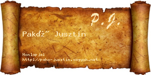 Pakó Jusztin névjegykártya